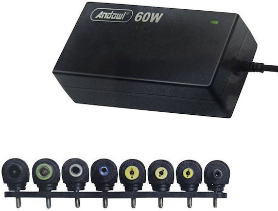 Andowl Încărcător Laptop Universal 60W cu Cablu de Alimentare Detașabil