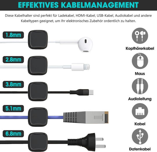 Magnetic Desk Cable Organizer Clip 9 Pcs Spv