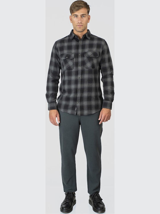 Long Sleeve Flannel Shirt in Regular Fit Checked Forest