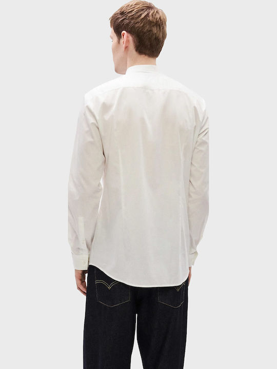 Kaleb Long Sleeve Cotton Shirt in Narrow Fit White
