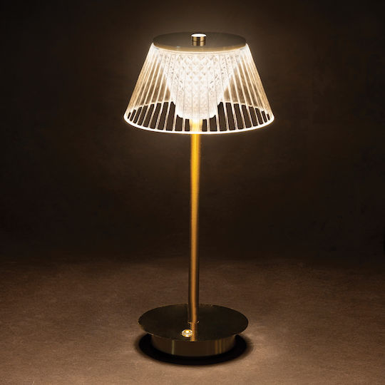 Kooper Plastic Table Lamp LED with White Shade and Gold Base