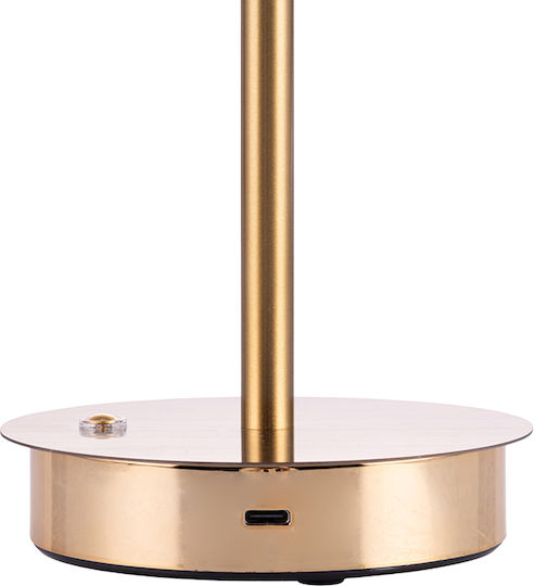 Kooper Plastic Table Lamp LED with White Shade and Gold Base