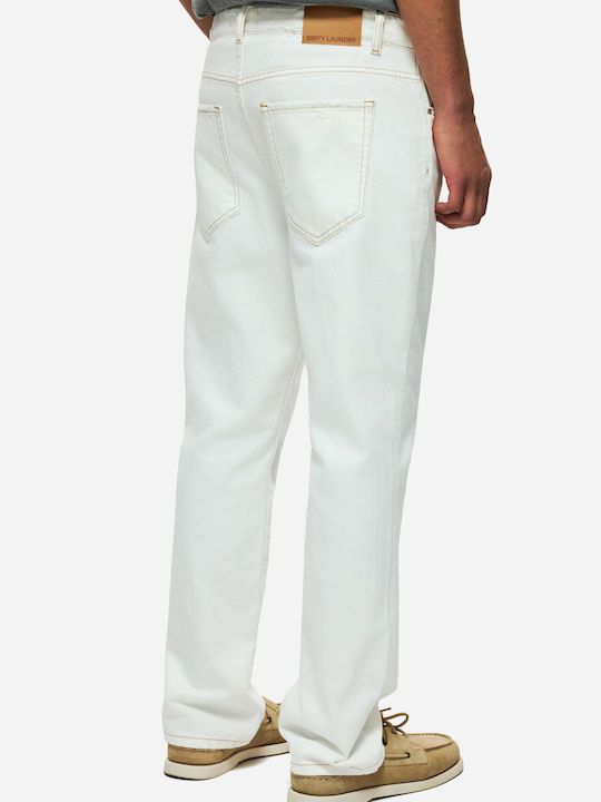 Men's Jeans Pants with Relaxed Straight Fit Off White
