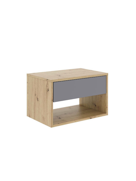 Noptiere Dormitor Pedro Din Lemn Gri 2 Bucăți 53x35x33cm