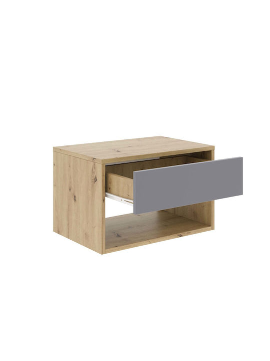 Noptiere Dormitor Pedro Din Lemn Gri 2 Bucăți 53x35x33cm