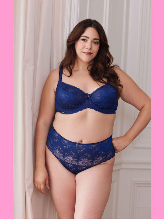 High Waist Women's Boxer With Blue Lace