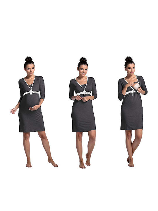 Queen Mother Maternity & Breastfeeding Nightgown Gray