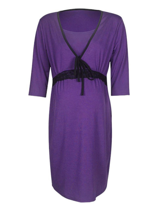 Queen Mother Maternity and Breastfeeding Nightgown Purple