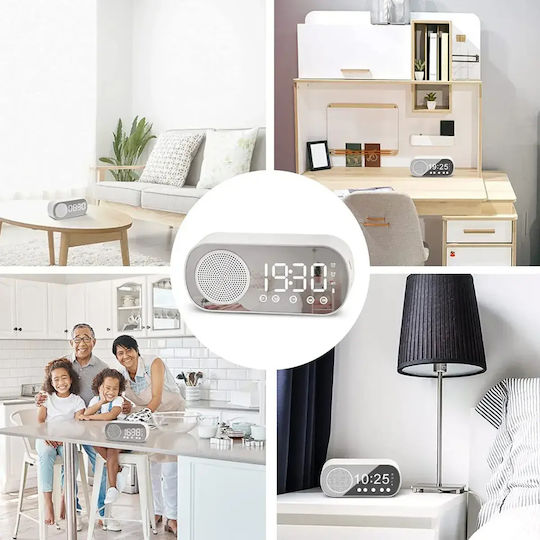 Ceas De Masă Digital Led Din Plastic Cu Ceas Deșteptător Și Radio Alb