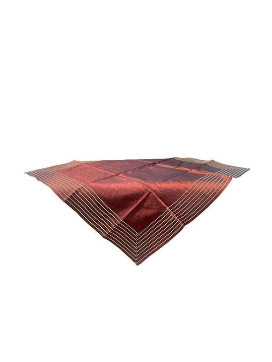 Trapezomântilo În Carouri Cu Broderie Bordo-Auriu 85x85cm