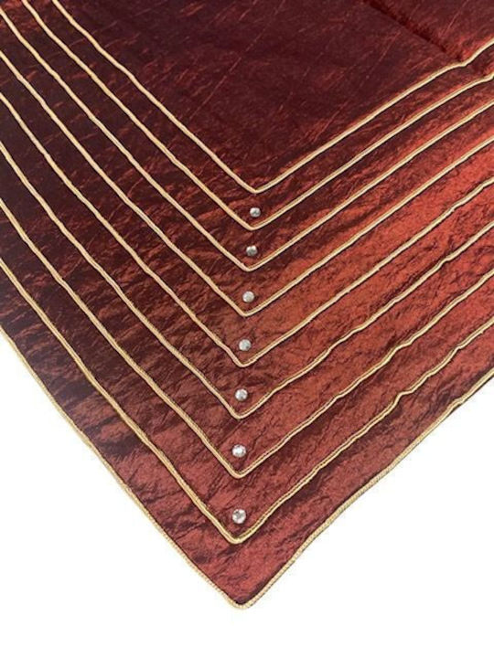 Trapezomântilo În Carouri Cu Broderie Bordo-Auriu 85x85cm