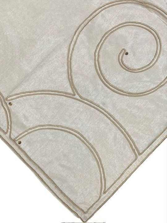 Kariert Tischdecke mit Stickerei Beige- Gold 85x85cm