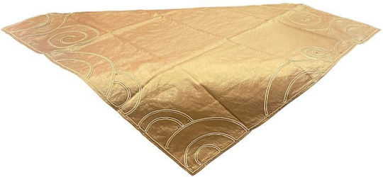 Kariert Tischdecke mit Goldstickerei Braun 85x85cm