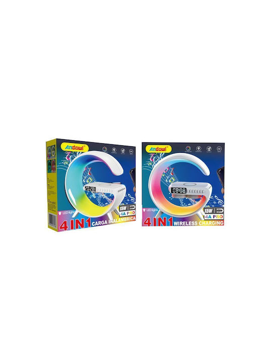 Andowl Ηχείο 4 1 Bluetooth Ασύρματο Φορτιστή Ξυπνητήρι & Ρολόι 15w 4a Pro Wireless Charging Speaker
