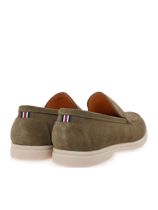Leather Men's Loafers in Green Colour
