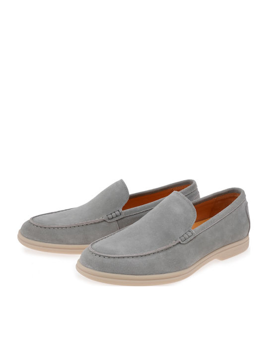 Leather Men's Loafers in Gray Colour