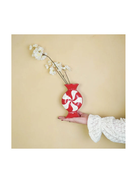 Beauty Home Vase „Karamela“ – Rote Weiße 12×6,5x20cm