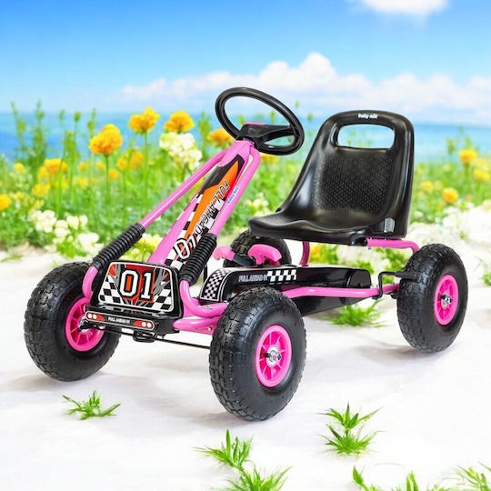 Go Kart Cu Un Loc Cu Pedală Inspirat Roz Pentru 3+ Ani