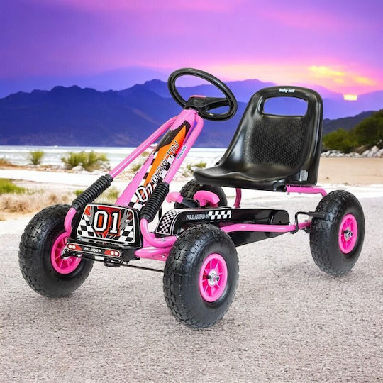 Go Kart Cu Un Loc Cu Pedală Inspirat Roz Pentru 3+ Ani