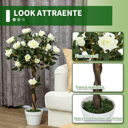 Outsunny Copac Artificial Plantă Artificială Ghiveci din Ciment Plantă Artificială