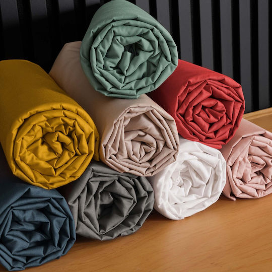 Douceur d'Intérieur Sheet Double with Elastic 140x190cm. Percaline Sand Color