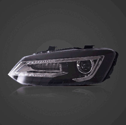 Φανάρια Εμπρός Led Vw Polo 2009-2017 Μαύρα Χωρίς Λάμπες D2s Σετ 2τμχ