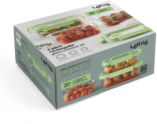 Lekue Set Mittagsboxen Grün 3Stücke