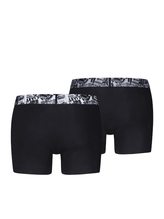 Herren Boxershorts Schwarz/Grau Mit Muster 2Pack