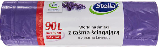 Stella Scented Trash Bags Capacity 90lt with Drawstring 90x65cm 10pcs Purple