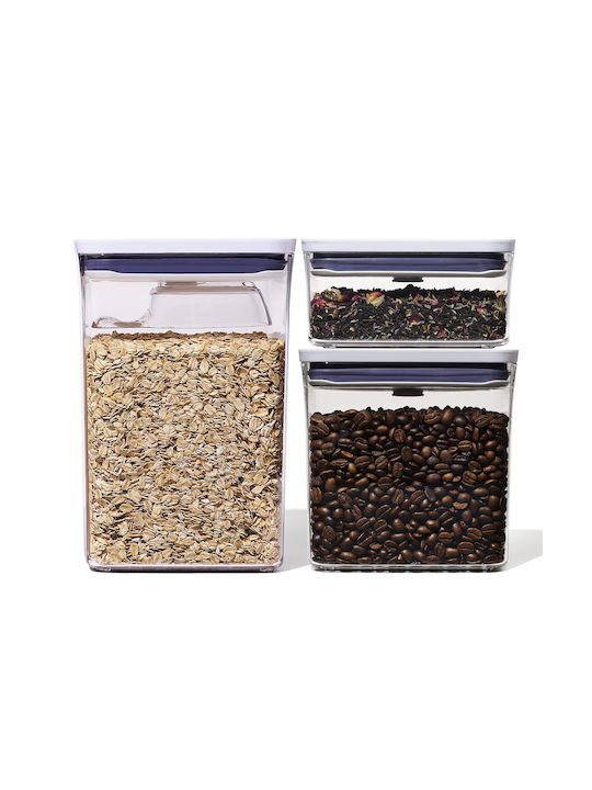 OXO Set of 3 General Use Jars with Airtight Plastic Transparent Lid 3 Pieces
