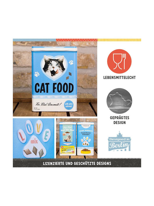 Nostalgic Art Animal Club Cat Food Box General Use with Lid Metallic Blue 10x14x20cm