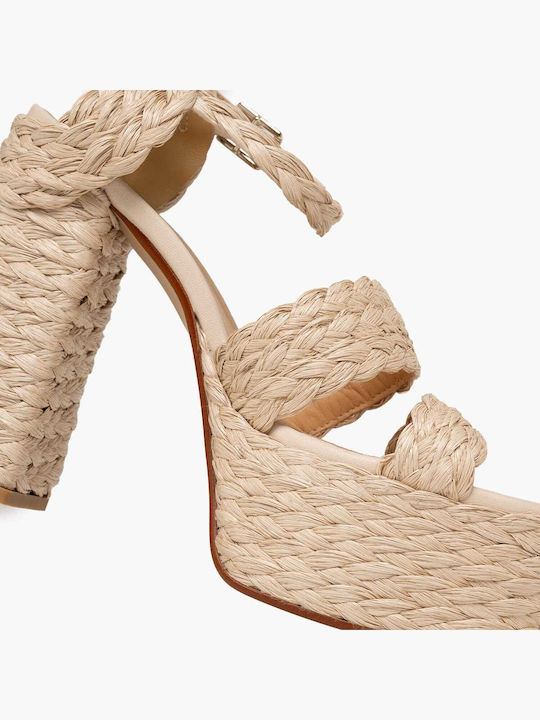 Damen Sandalen Leder Beige