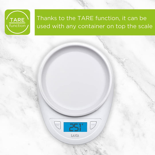 Laica KS1019 Ψηφιακή Ζυγαριά Κουζίνας με Κάδο έως 5kg Λευκή
