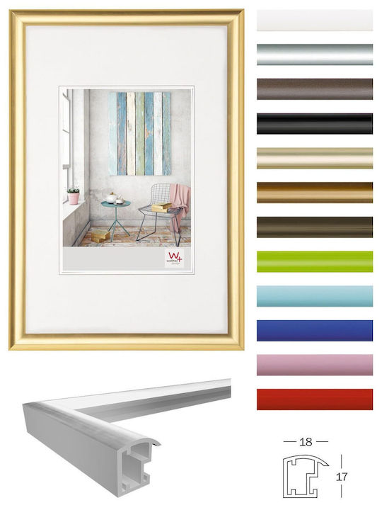 Walther Trendstyle Gold Wall-mounted Plastic Photo Frame with Gold Frame