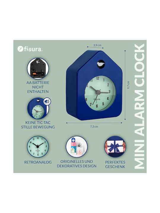 Fisura Silent Tabletop Clock with Indicators with Alarm Clock Blue