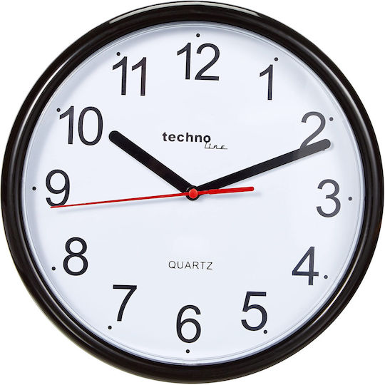 Technoline WT 600 BL Ρολόι Τοίχου Κεραμικό Μαύρο Ø25cm