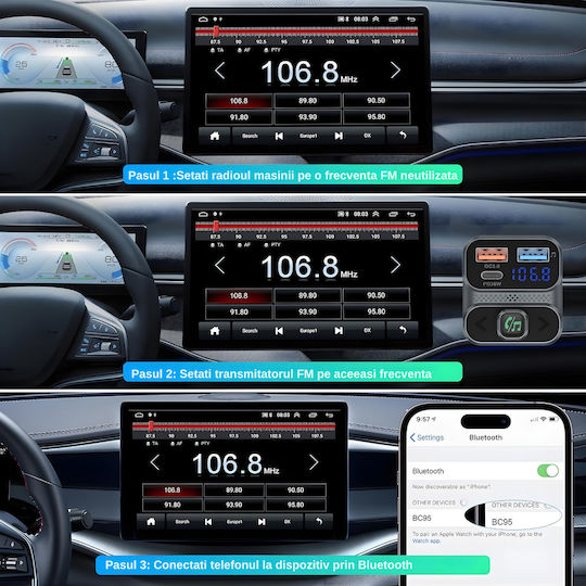 SGTT FM Transmitter Αυτοκινήτου με Bluetooth / USB / MicroSD