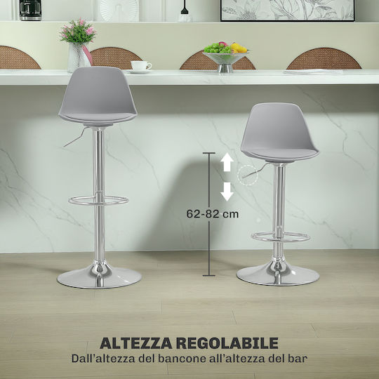 Bar Stool with Backrest and Adjustable Height Gray 42x38x82-104cm