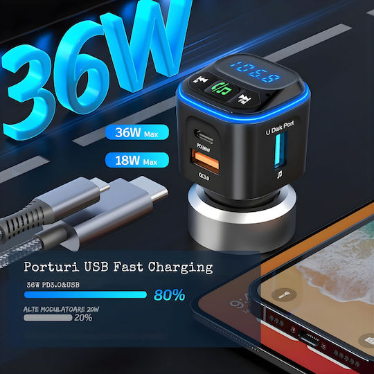 SGTT Car FM Transmitter with Bluetooth MicroSD USB