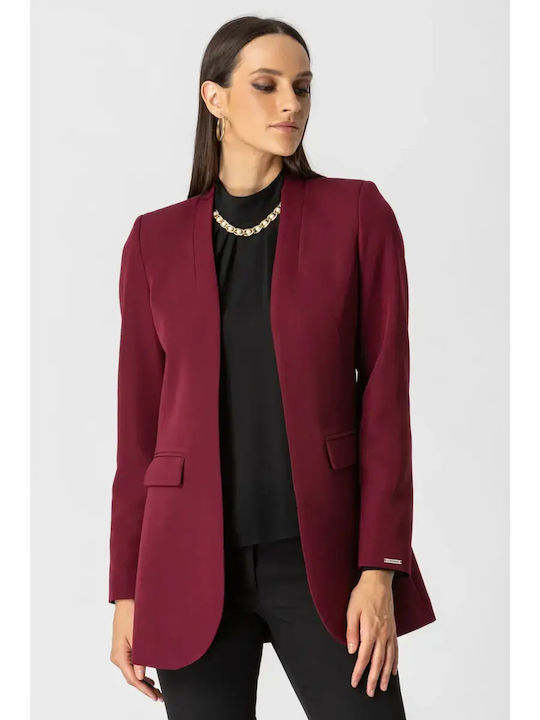 Chrisper Long Women's Crepe Burgundy Blazer