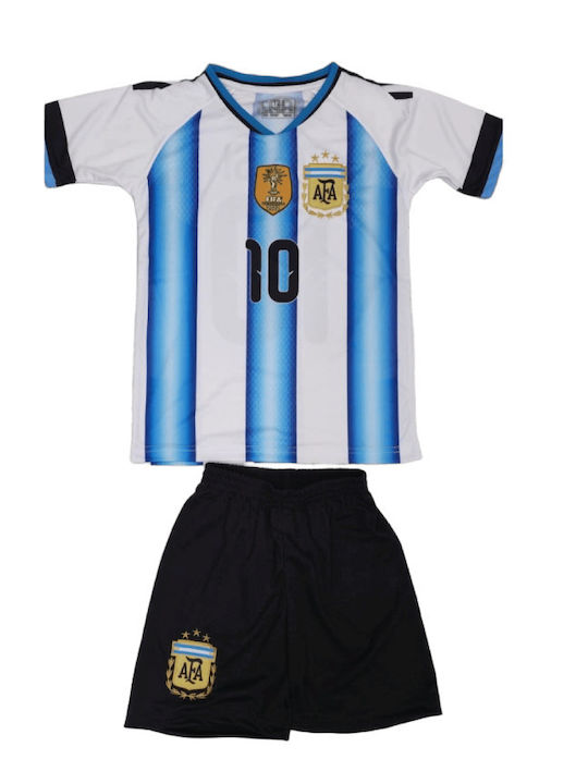 Kids Football Set Messi Argentina National Team Mundial 2026 Striped Balón De Oro Unisex Kids White Light Blue Ab123