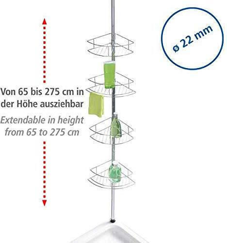 Wenko Dolcedo An der Wand montiert Badezimmerregal Inox mit 4 Regalböden 31x23x275cm Silber
