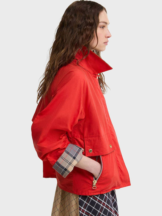 Short Women's Jacket for Winter Red