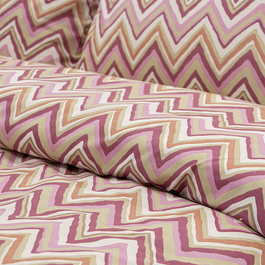 Lino Home Подредба Плик За Завивка 100% Памук 165x245см Единичен С Калъфка Flots Розов