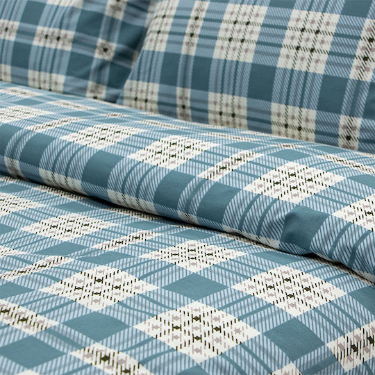 Lino Home Подредба Плик За Завивка 100% Памук 165x245см Единичен с Калъфка Panier Син