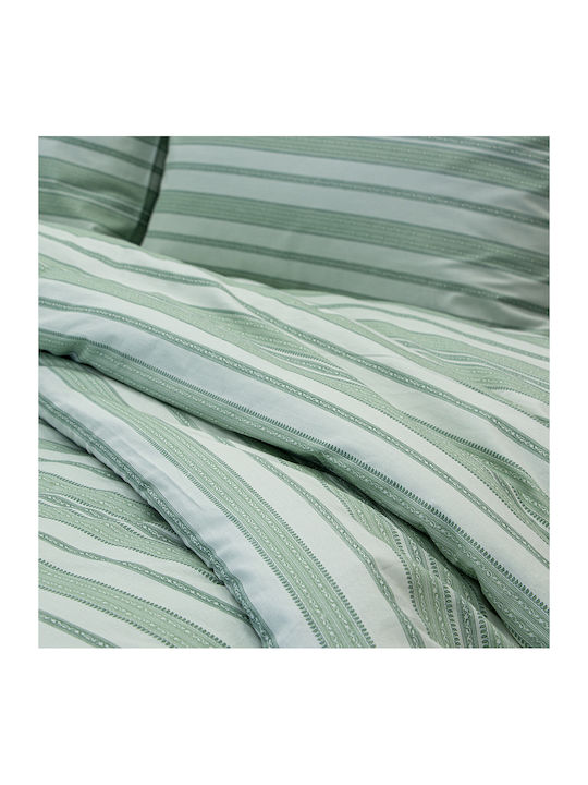 Lino Home Cotton Duvet Cover Set 165x245cm Single with Pillowcase Carril Olive