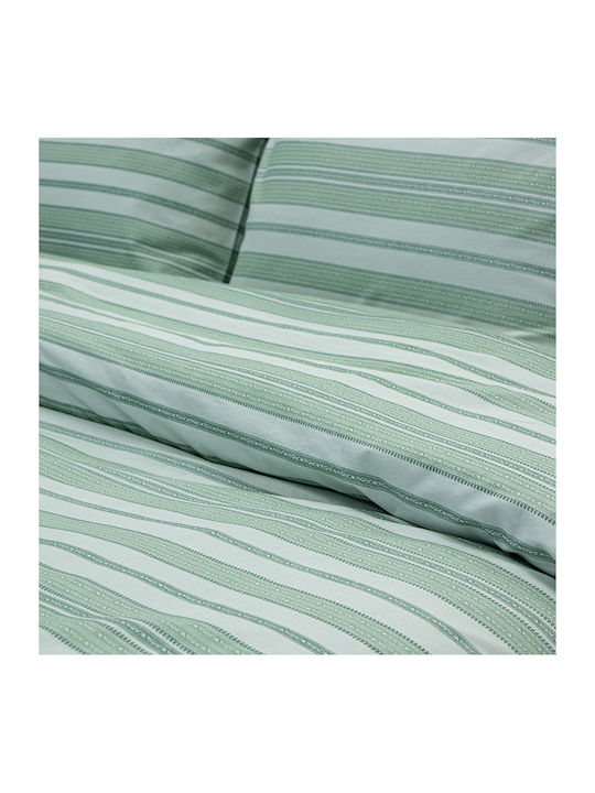 Lino Home Cotton Duvet Cover Set 165x245cm Single with Pillowcase Carril Olive