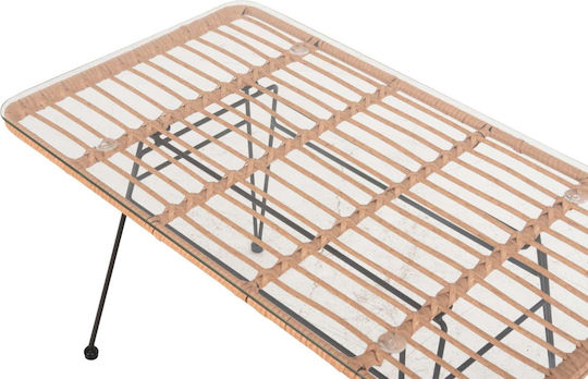 Outdoor Dinner Rattan Table Black-beige 95x55x51.5cm