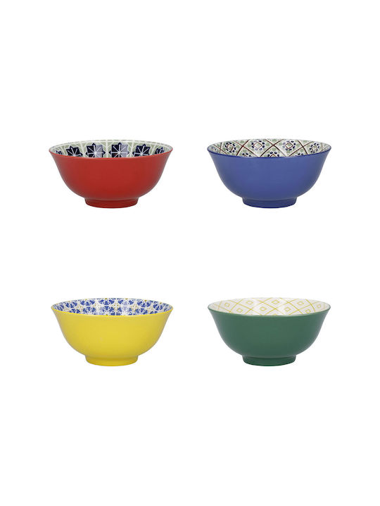 Kitchen Craft Müslischüssel Rund Keramik Blau mit Durchmesser 15cm 4Stück