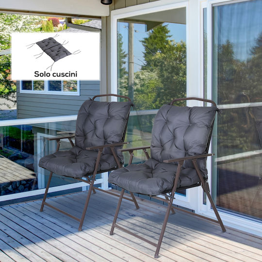 Outsunny Gartenstuhlkissen Mit Rückenlehne Grau 50x98cm